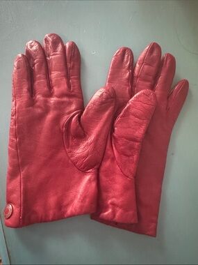 Coach Red Leather Gloves